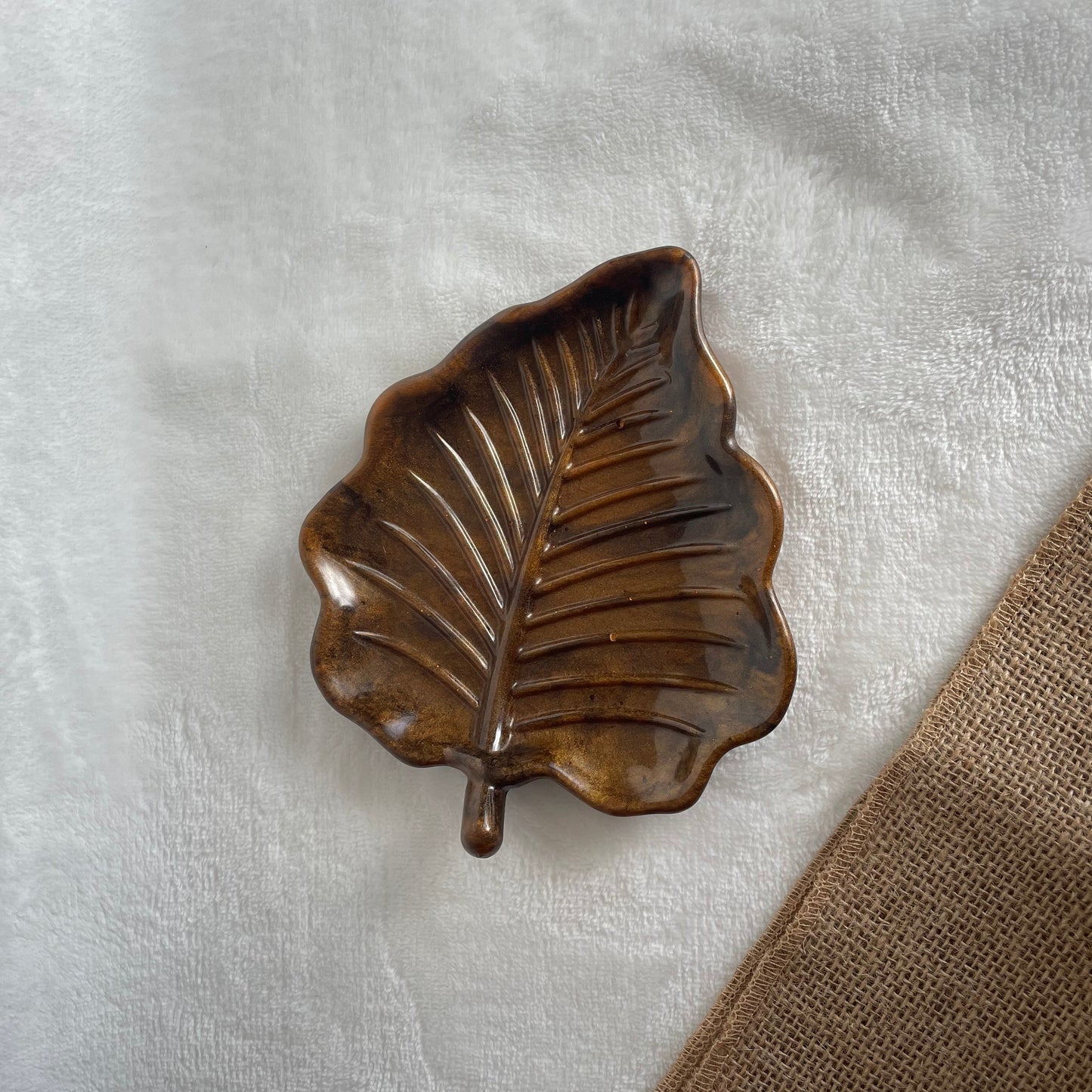 Artisan handmade Autumn brown resin trinket holder