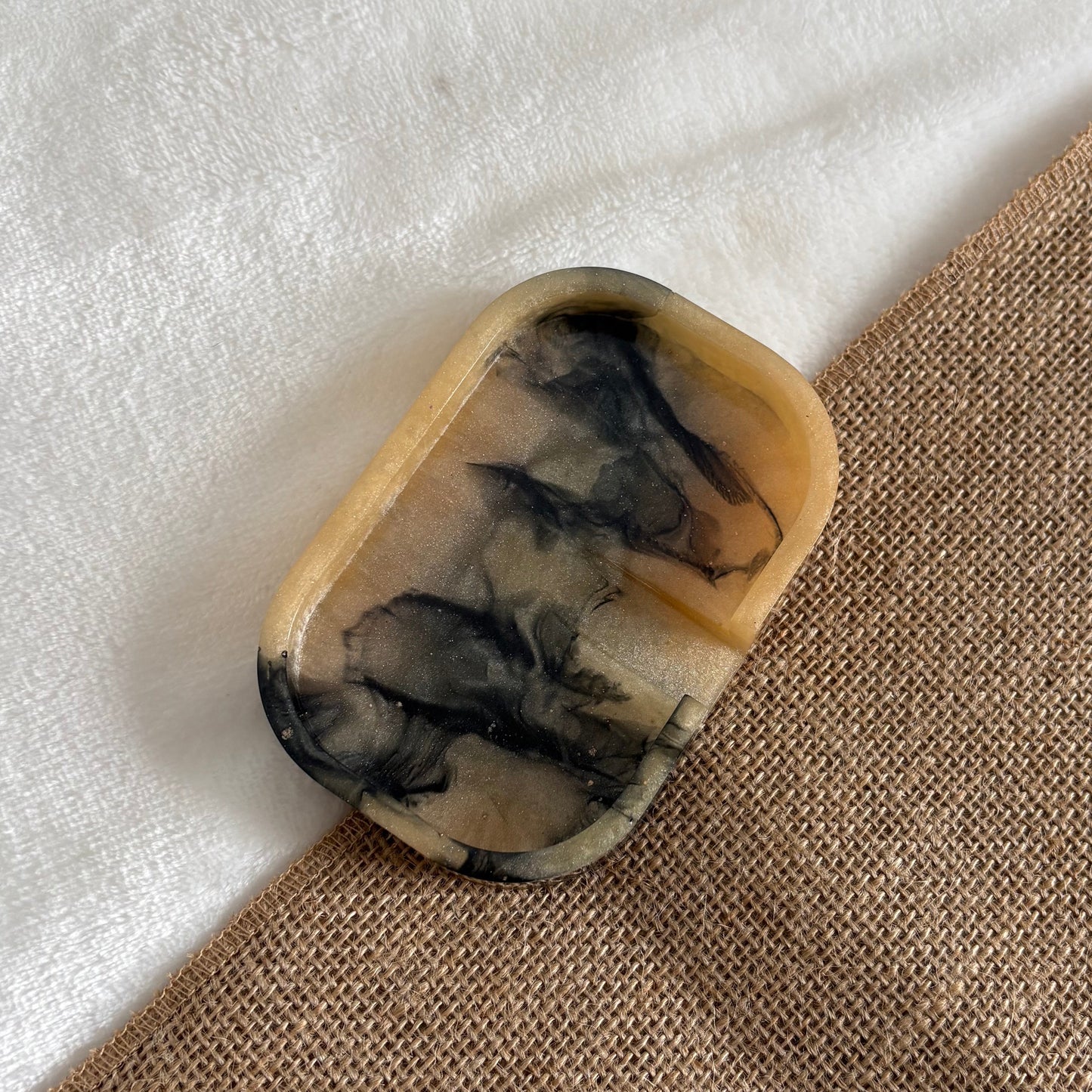 Handmade marble effect resin soap holder