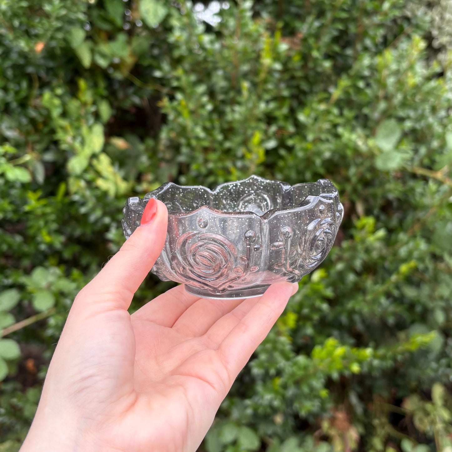 Black glitter resin tealight holder handmade