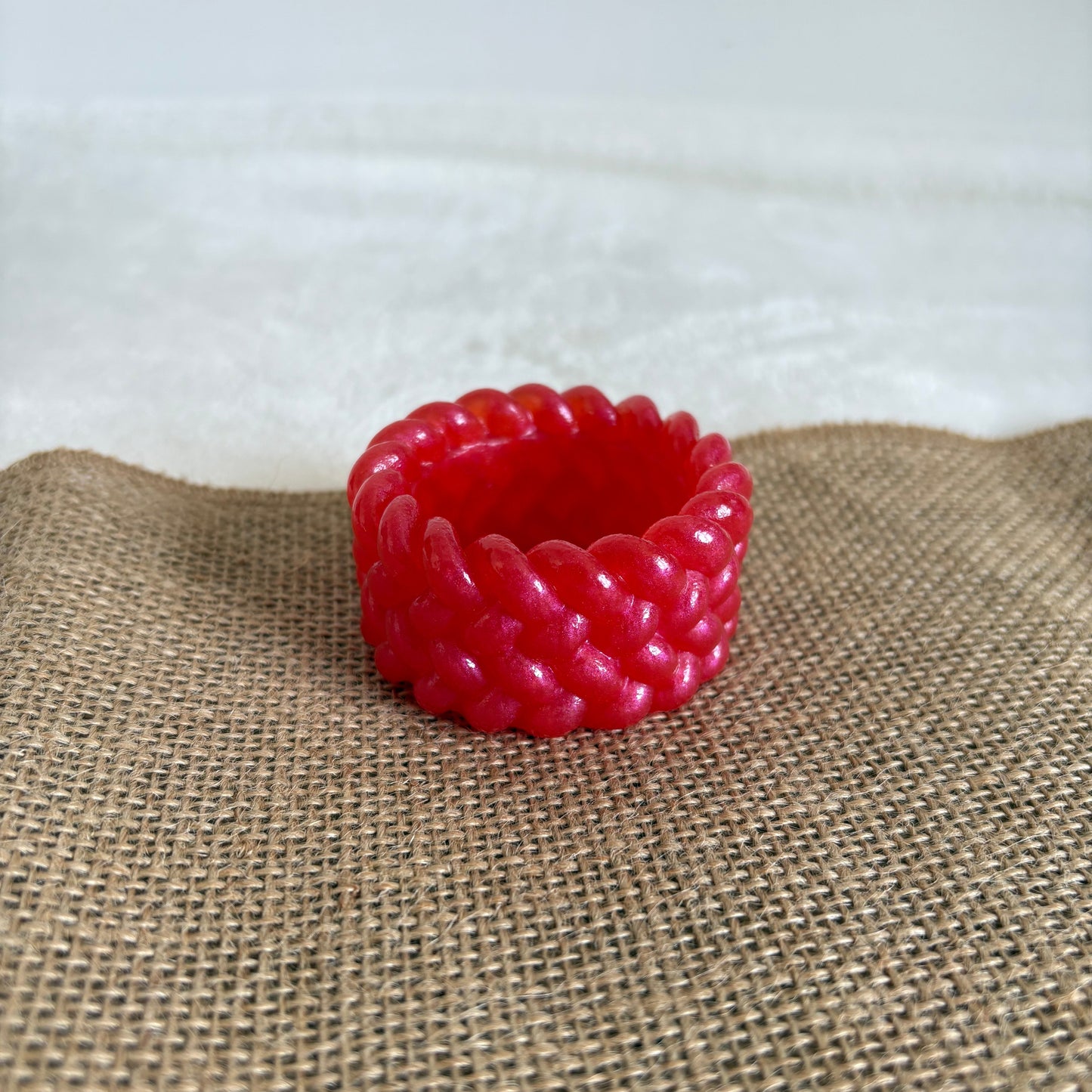 Solid red resin decorative holder handmade