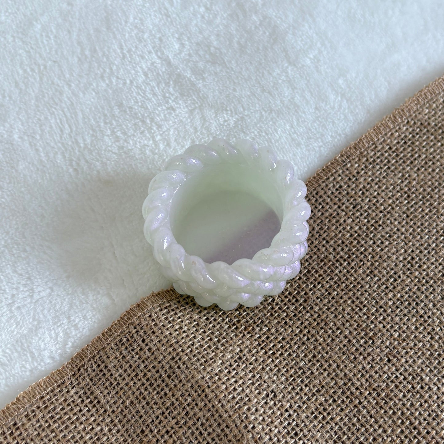 Clean white textured resin tealight holder handmade