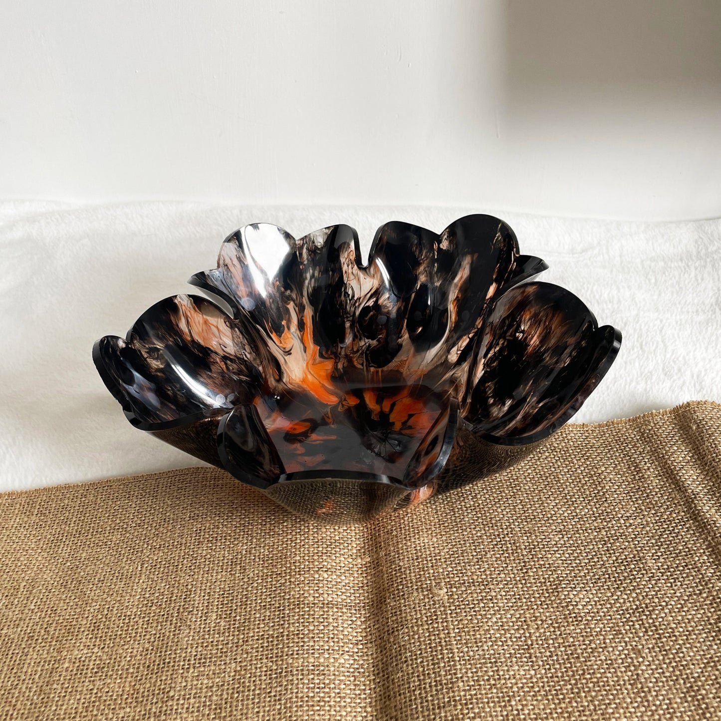 Halloween black and orange resin trinket bowl, handmade décor