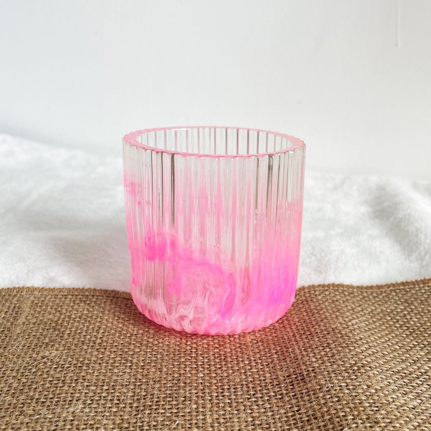 Hot pink resin storage pot with marble pattern