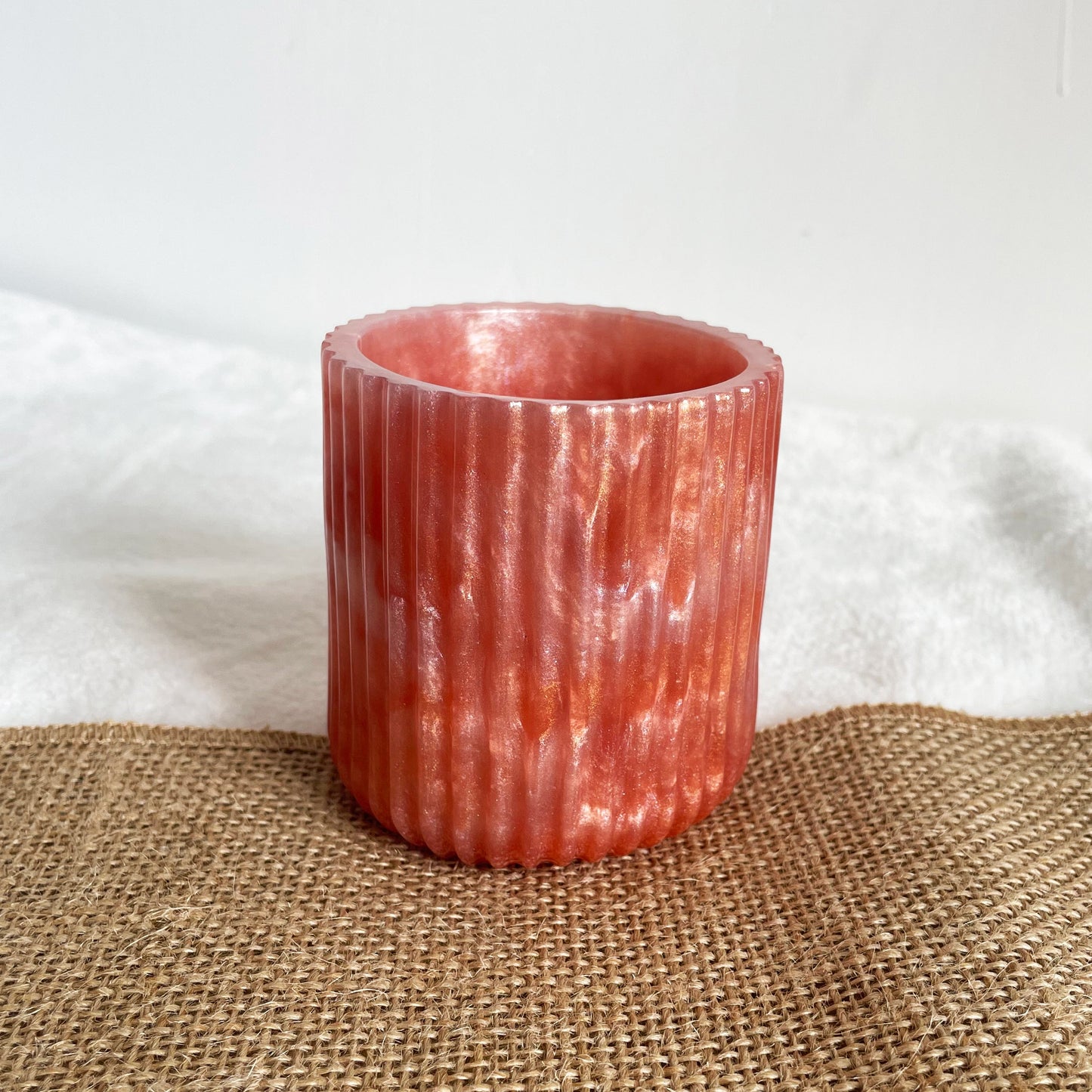 Handmade resin desk organiser pink marble design