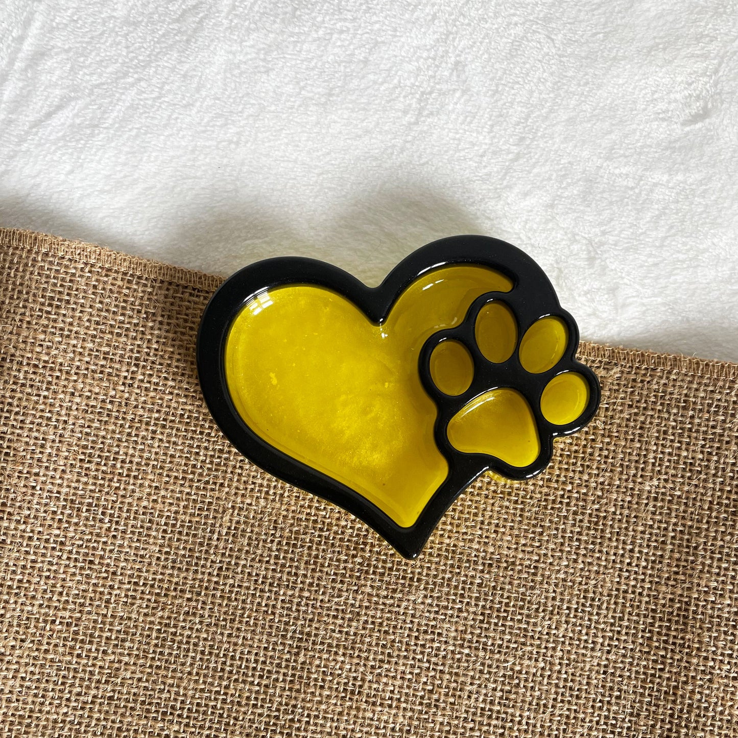Yellow and black handmade resin jewellery tray