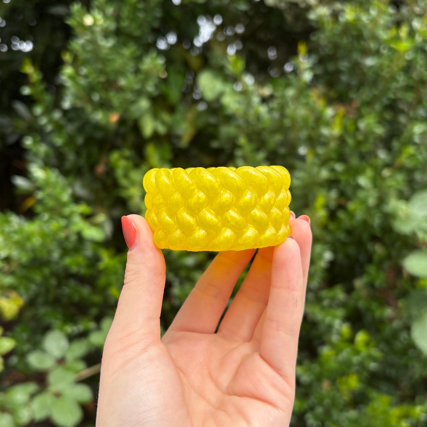 Handmade resin tealight holder in sunny yellow