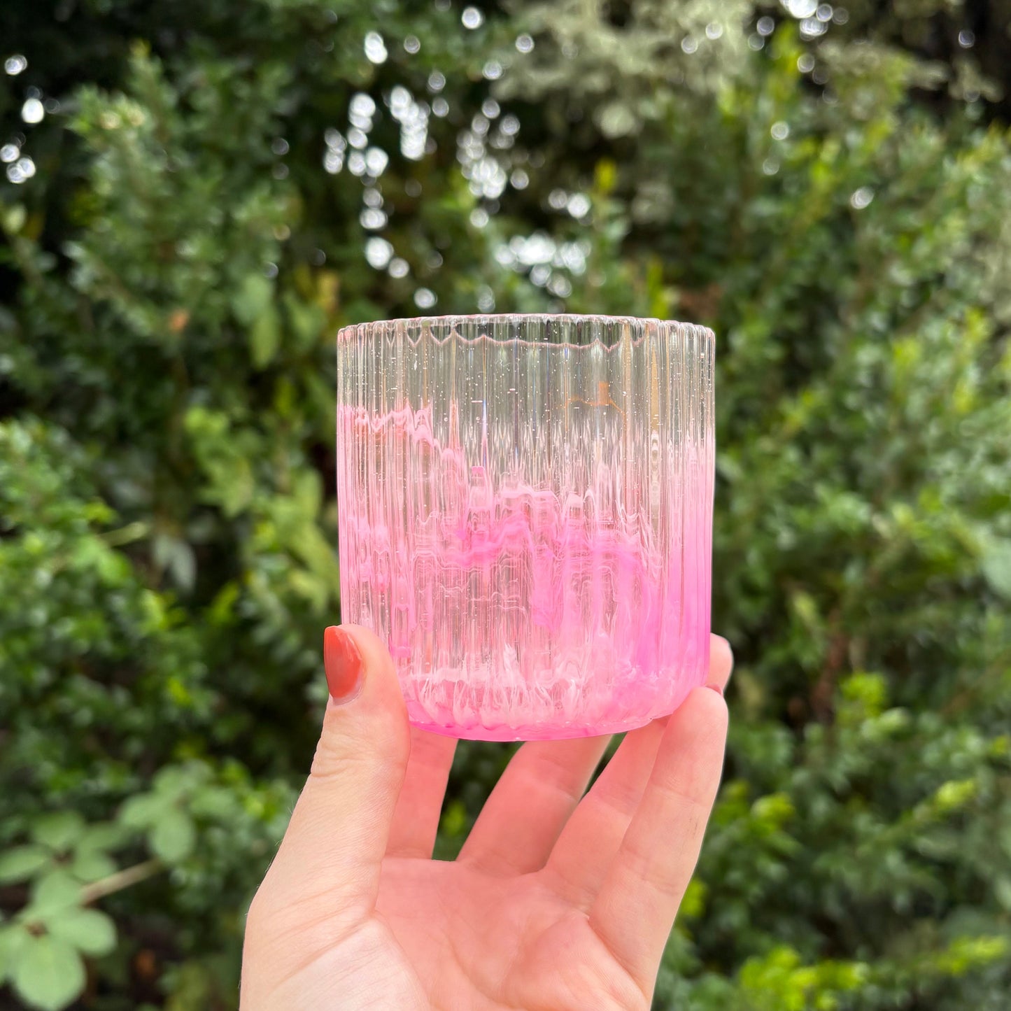 Handmade hot pink marble resin pencil holder