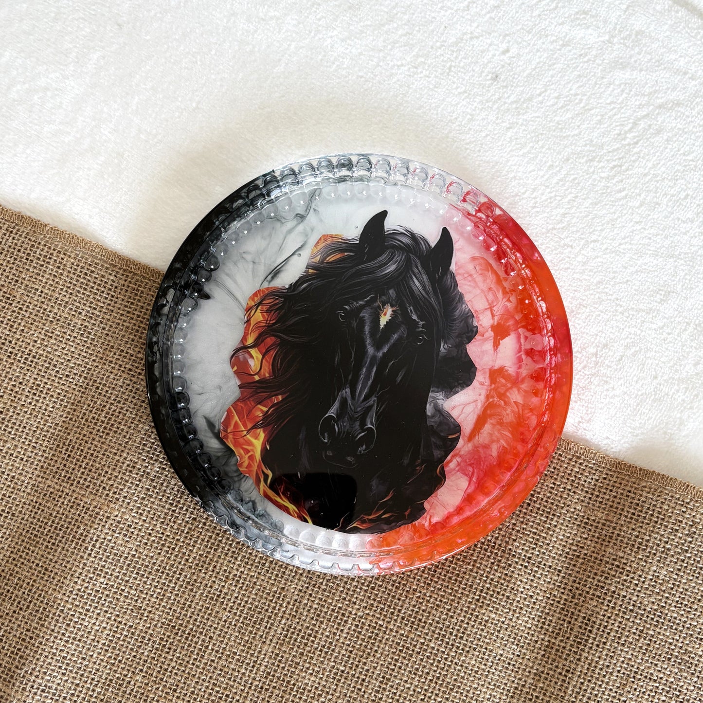 Marble resin jewellery dish handmade horse décor