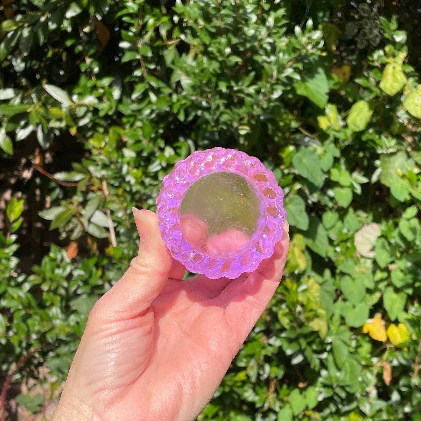 Handmade soft lilac resin tealight holder