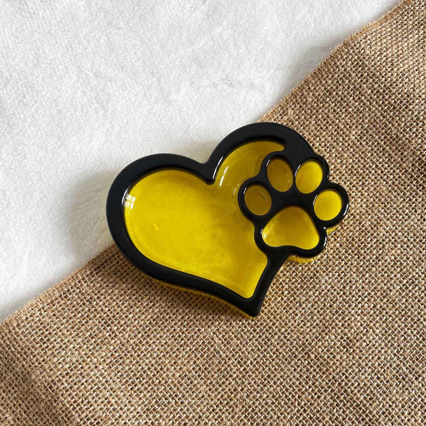Yellow base dog paw resin tealight holder