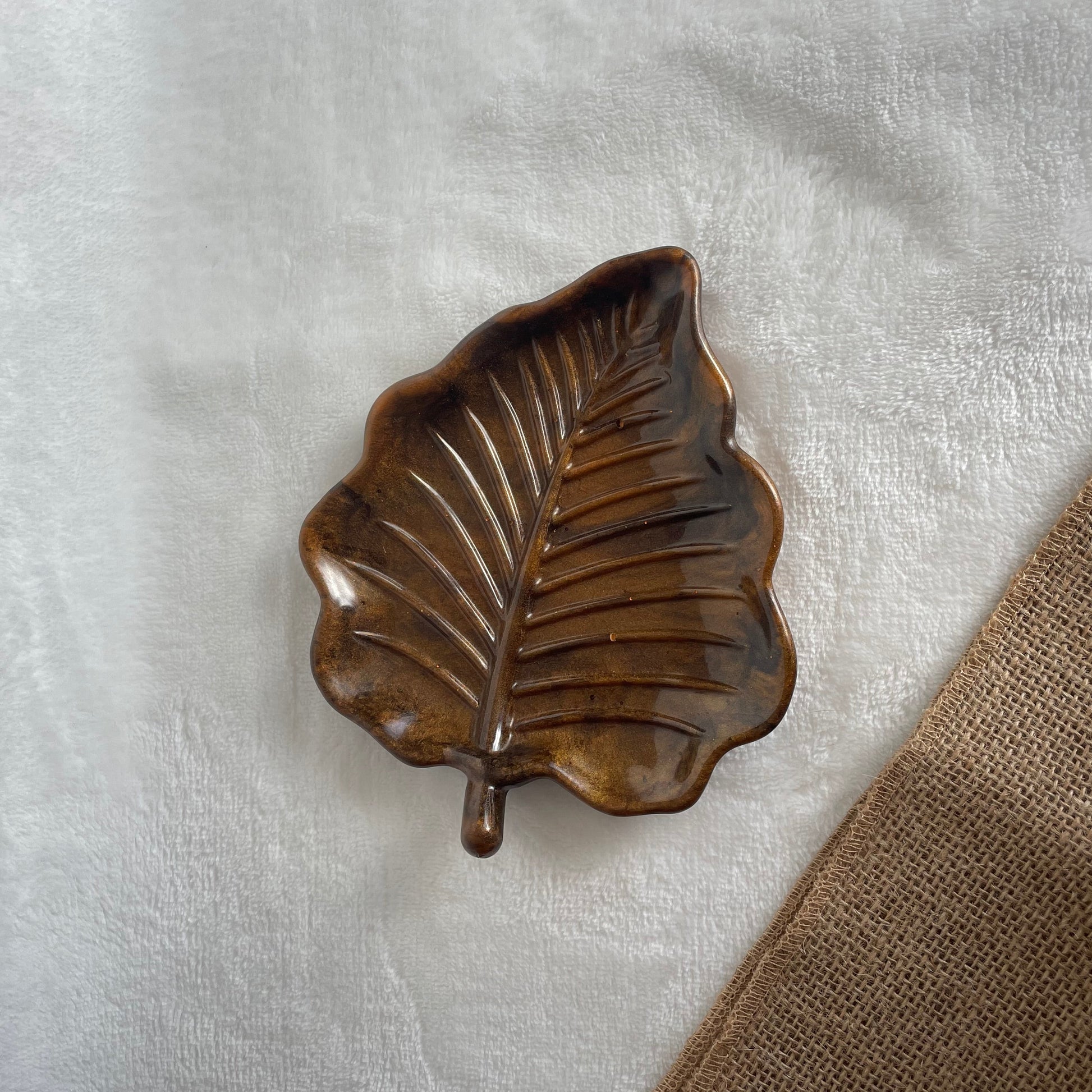 Artisan handmade Autumn brown resin trinket holder