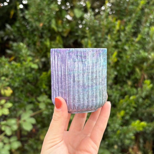 Handmade blue and purple marble resin pencil holder
