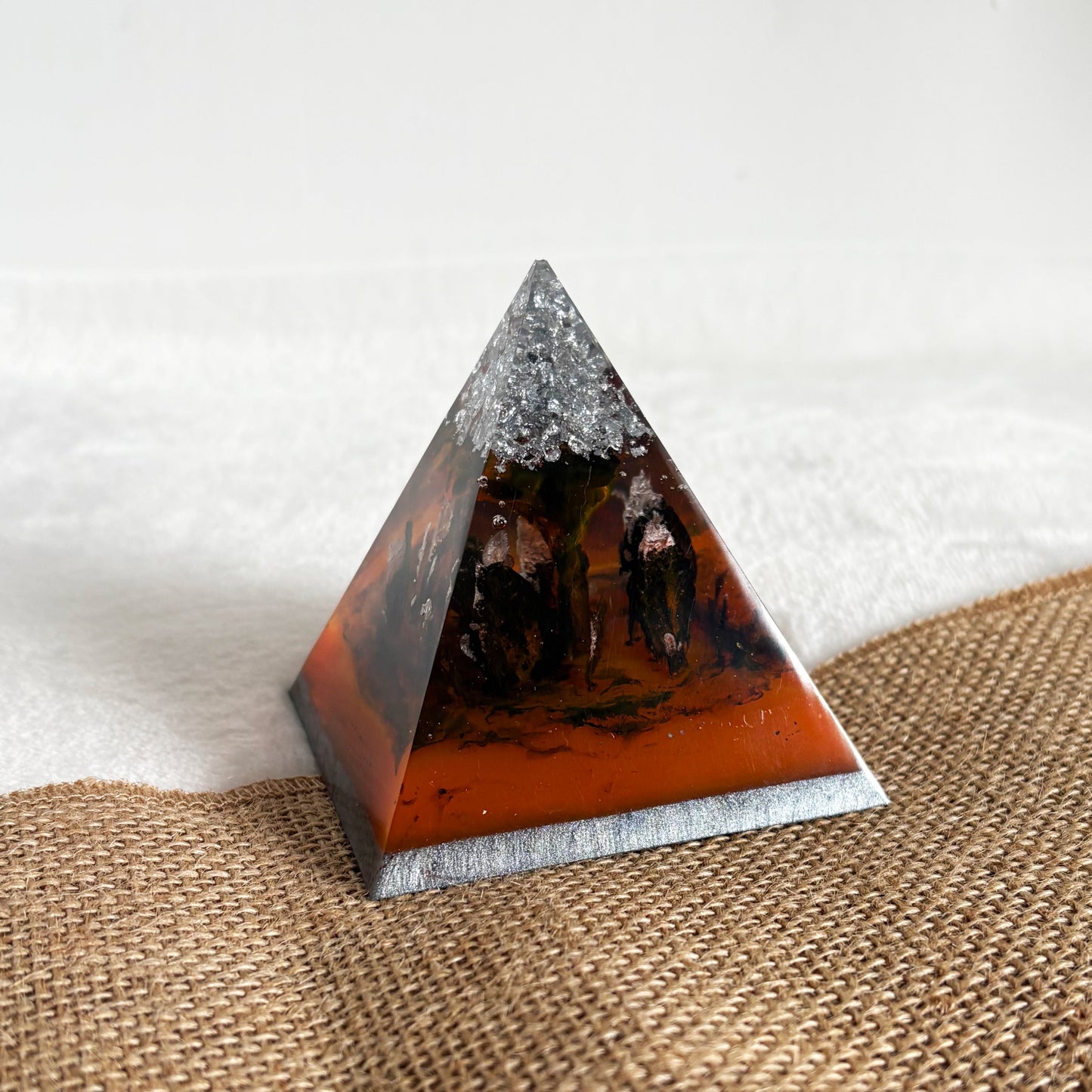 Decorative Halloween resin paperweight, pyramid shape, handmade