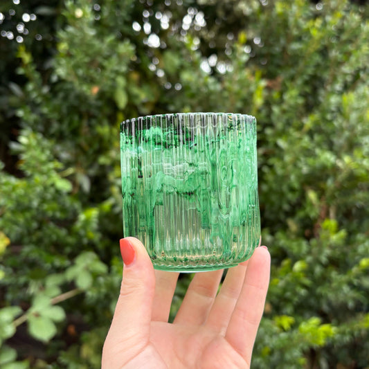 Handmade green resin makeup brush holder marble look