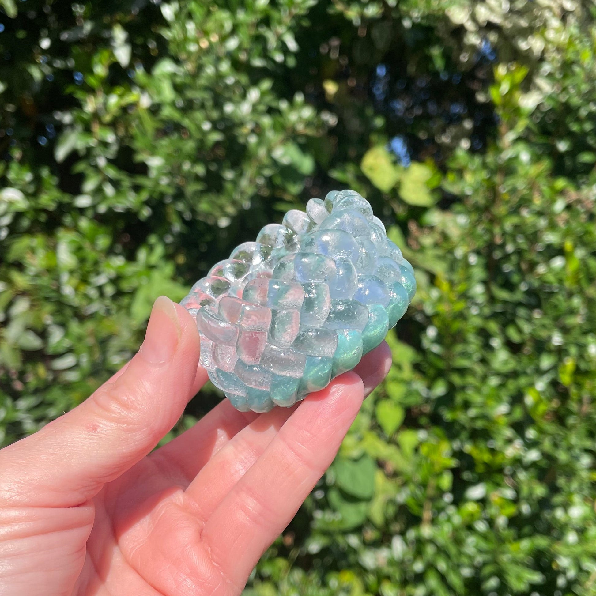 Durable handmade resin candle holder green and clear