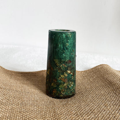 Handmade resin flower vase elegant green and gold