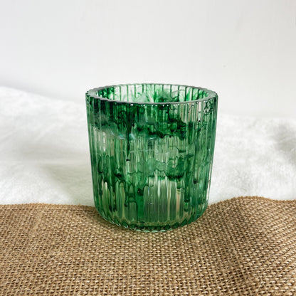 Green handmade resin pencil holder with marble effect