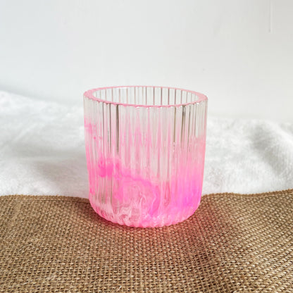 Hot pink resin storage pot with marble pattern