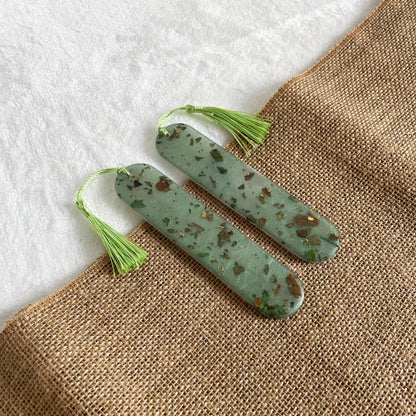 Lime green resin bookmark, embedded rose petals, artisan handmade décor