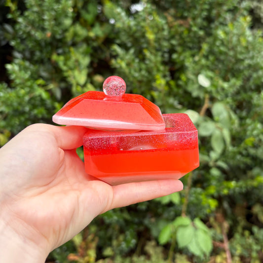 Handmade orange and white resin trinket dish