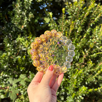 Handmade clear resin trinket dishes with embedded flowers