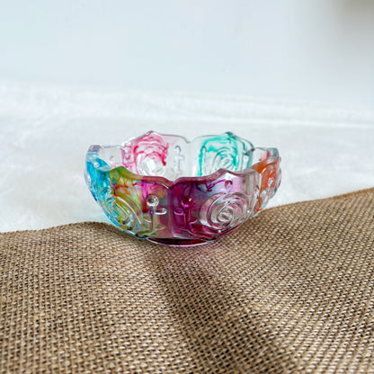 Multicolour transparent resin decorative trinket dish handmade