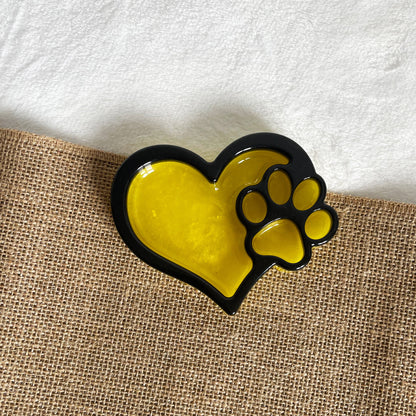 Yellow and black handmade resin jewellery tray