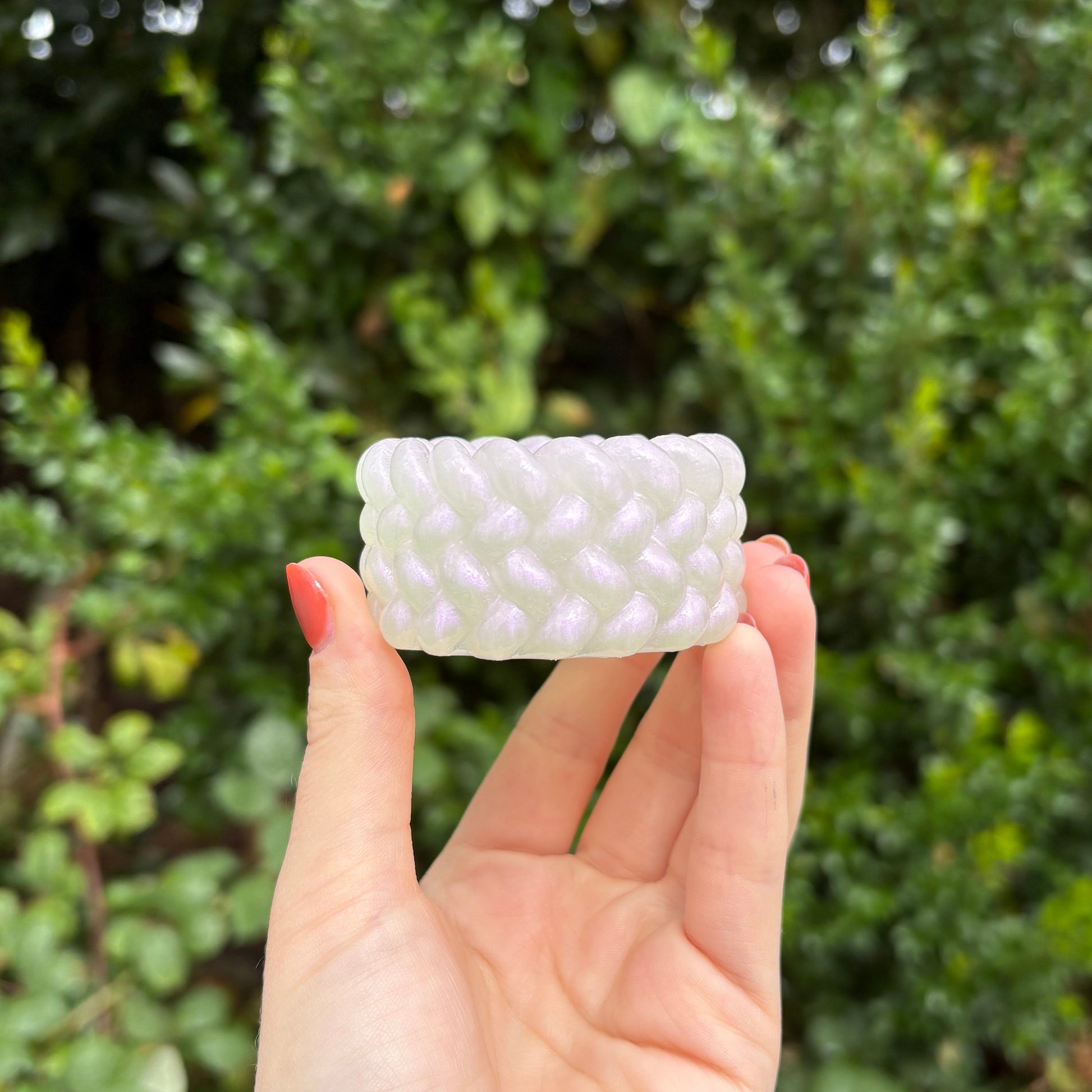 Glossy white resin tealight holder handmade
