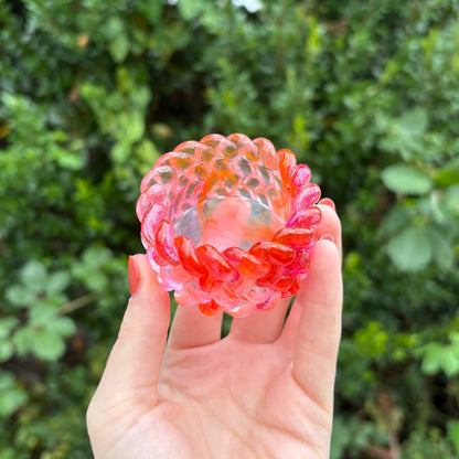 Handmade orange and pink marble resin tealight holder