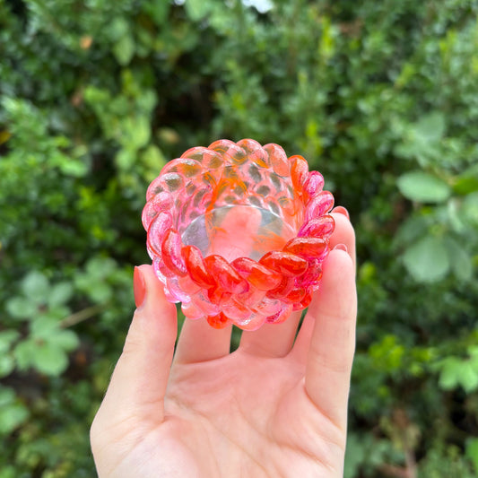 Handmade orange and pink marble resin tealight holder