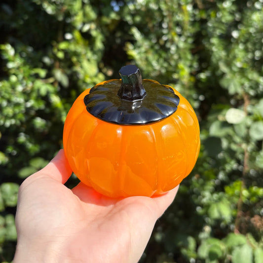 Handmade sheer orange pumpkin resin trinket dish and tealight holder