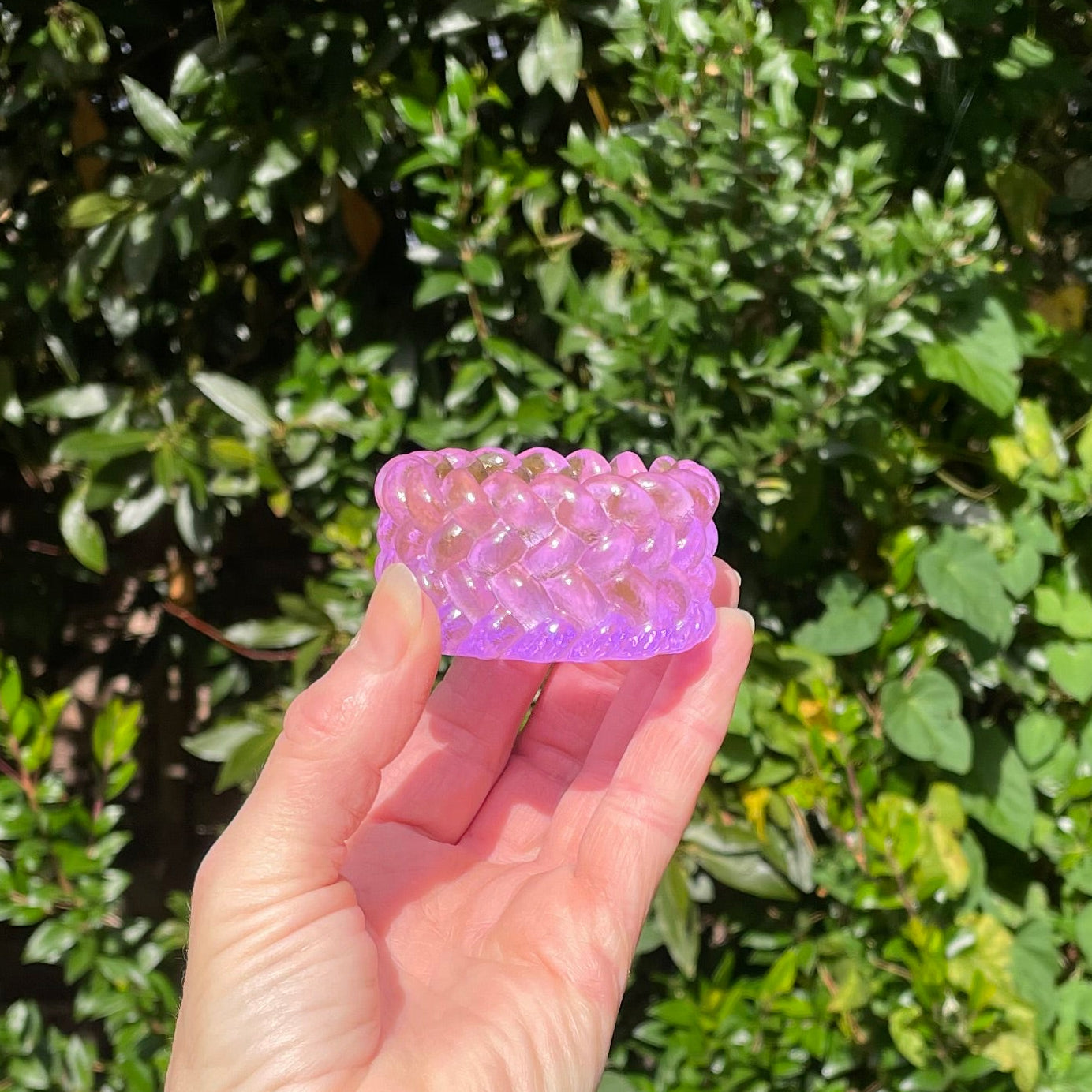 Textured lilac resin tealight holder handmade