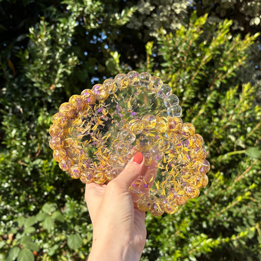 Transparent floral resin jewellery dish gift set handmade
