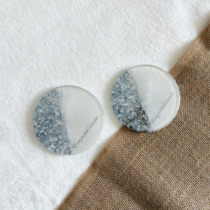 Wildly Inspired handmade silver flake resin coaster, shimmering artisan resin art piece