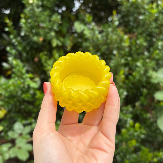 Handmade yellow resin tealight holder